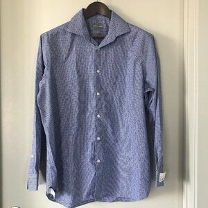 Michael Kors Mens Non-Iron Button Up Dress Shirt Blue / Red Size L